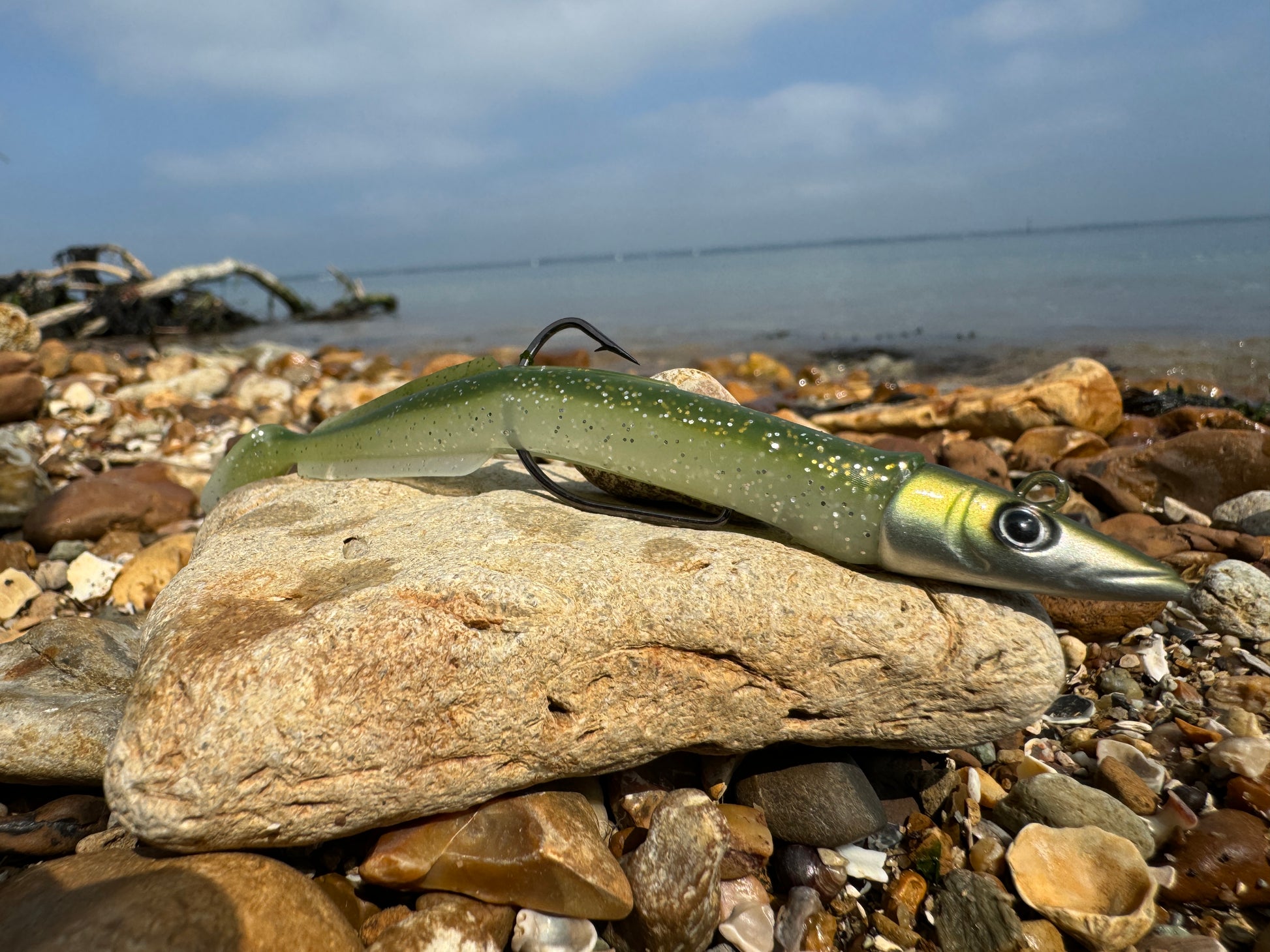 Two DRX Sandeels - Sparkling Khaki - Soft Plastic Lure - Drift Fishing