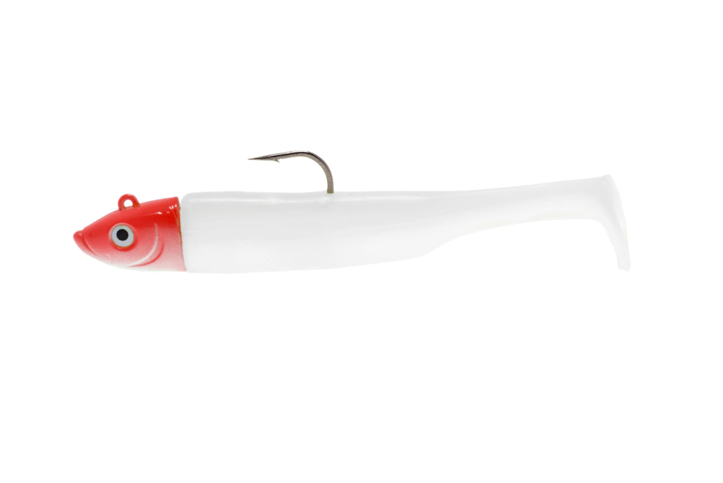 Drift Shad White and Red Head Profile View