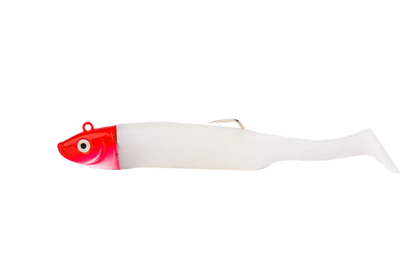 Drift Shoal Shad White and Red Head Profile View