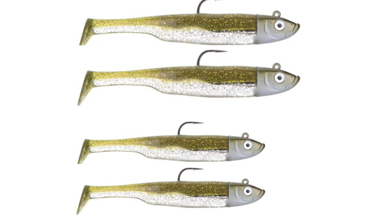 2x Drift Shad Fishing Lures - Bass, Pollack, Mackerel -  Sparkling Khaki - 30g / 12cm or 55g / 15cm