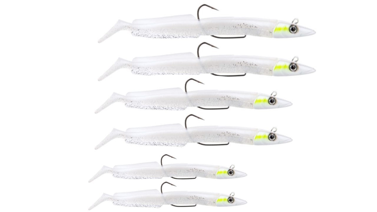 2x DRX Sandeel - Weedless Soft Plastic Fishing Lures -   20g / 12cm , 35g / 13cm , 50g / 15cm  - White and Silver