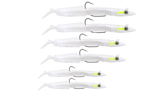 2x DRX Sandeel - Weedless Soft Plastic Fishing Lures - 10g / 10cm, 20g / 12cm, 35g / 13cm, 50g / 15cm  - White and Silver