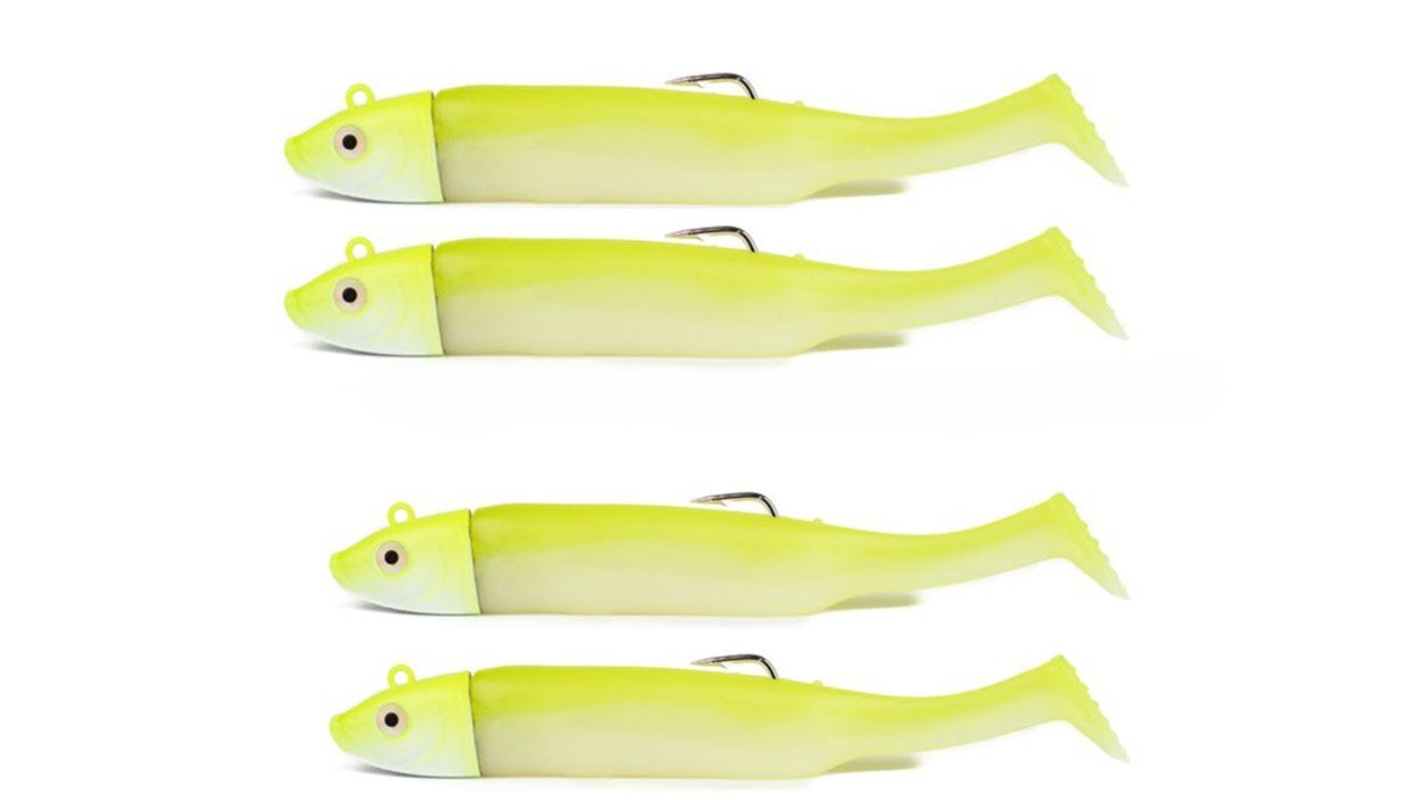 2x Shoal Shad Fishing Lures - Bass, Pollack, Mackerel - Yellow - 15g / 10cm or 30g / 12cm - Drift Fishing