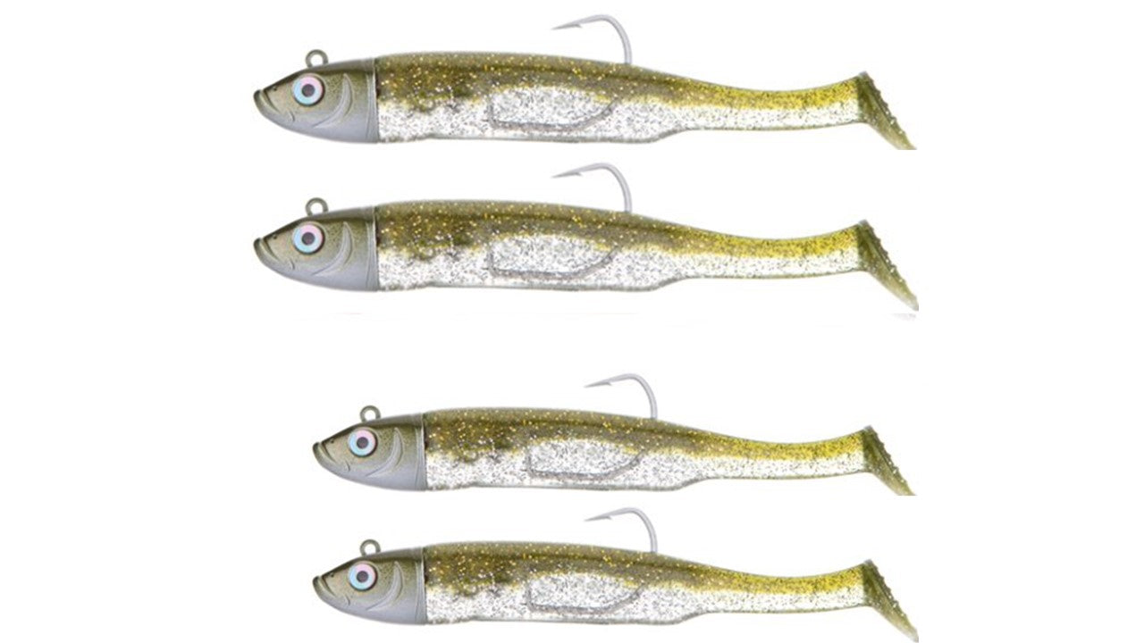 2x Shoal Shad Fishing Lures - Bass, Pollack, Mackerel - Sparkling Khaki - 15g / 10cm or 30g / 12cm - Drift Fishing